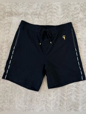 Tucann Mens XL Swim Trunks Black Lined Board Shorts Resortwear Beachwear GOLD